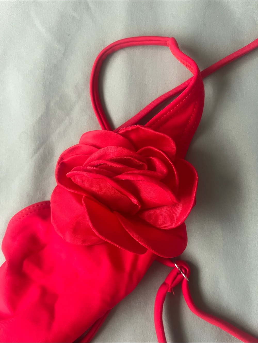 SHEIN Hot Red One-Piece Swimsuit with Flower Accent - Picture 4 of 5